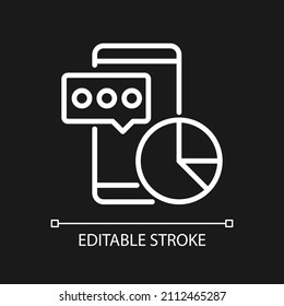 Data mining in social media white linear pixel perfect icon for dark theme. Thin line customizable illustration. Isolated vector contour symbol for night mode. Editable stroke. Arial font used