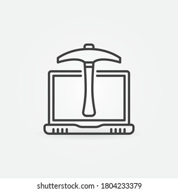 Data Mining using Laptop vector concept line icon or symbol