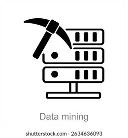 design de conceito de ícone de vetor de mineração de dados