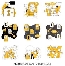 Data mining vector illustration. Datacenters are beating hearts where pulse information is carefully monitored Information landscapes blossom under nurturing care precise data mining methodologies