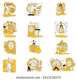 Data mining vector illustration. Production insights flourishes in fertile soil carefully processed data and innovative algorithms Analysis is compass guiding seeker through intricate maze data mining