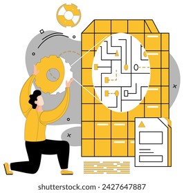 Data mining vector illustration. Production insights flourishes in fertile soil carefully processed data and innovative algorithms Analysis is compass guiding seeker through intricate maze data mining