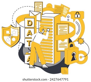 Data mining vector illustration. Service in cyberspace unfolds like tapestry under meticulous care data mining experts Algorithms are sculptors shaping raw data into meaningful patterns innovation