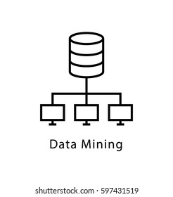 Data Mining Vector Line Icon 