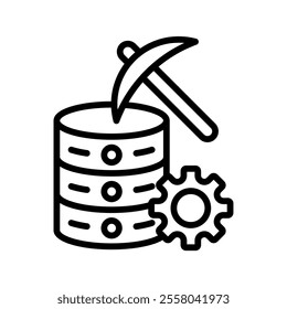 Data Mining Vector Lineal Icon on white background.