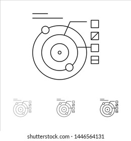 Data, Model, Orbit, Planetary, Solar Bold and thin black line icon set