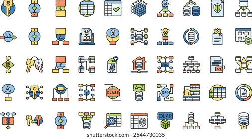 Ícones de modelagem de dados Coleção de ícones de vetor de alta qualidade com traçado editável. Ideal para projetos profissionais e criativos.