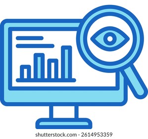 Data Monitoring Icon Blue Vector Illustration