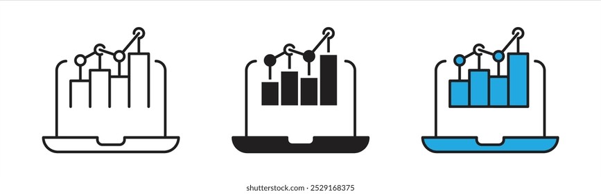 data monitoring icon set. containing data analysis, growth, infographic, statistic, business icon. vector illustration