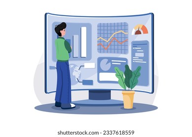Data Monitoring Illustration concept on white background