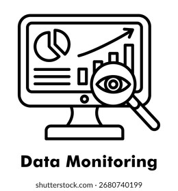 Data Monitoring Outline Icon Vector Illustration