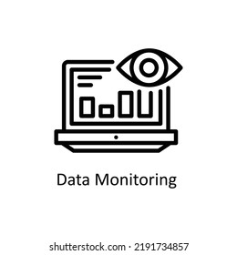 Data Monitoring vector Outline Icon Design illustration on White background. EPS 10 File