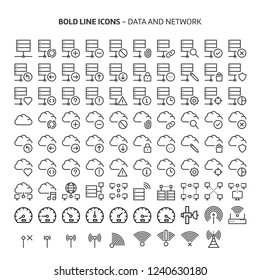 Data and network, bold line icons. The illustrations are a vector, editable stroke, 48x48 pixel perfect files. Crafted with precision and eye for quality.