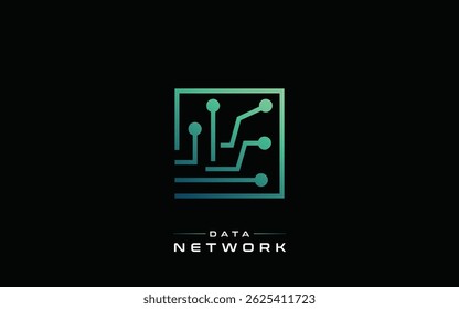 Data Network Circuit Board Logo Design für futuristische Technologie Business