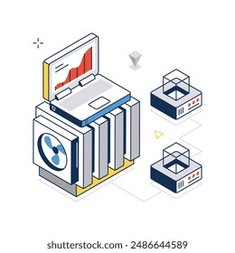 Data Network concept vector isometric style stock illustration. EPS file