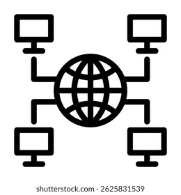 Data network icon line style transparent