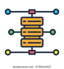 Data Network Icon Lineal Color Design Vector Illustration