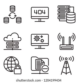 Data network icon set vector