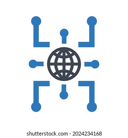 Datennetz-Icon.Erd, Verbindung (Vektorgrafik)
