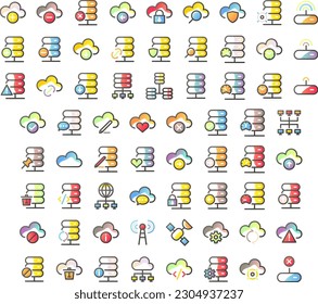 Data and network icons , illustration set.