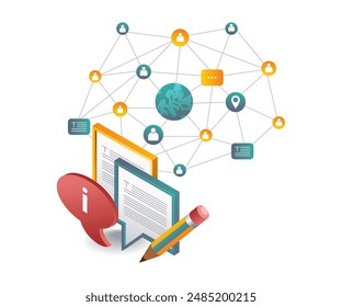 Data Network Information Systems isometric illustration