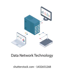 
Data network in isometric design 
