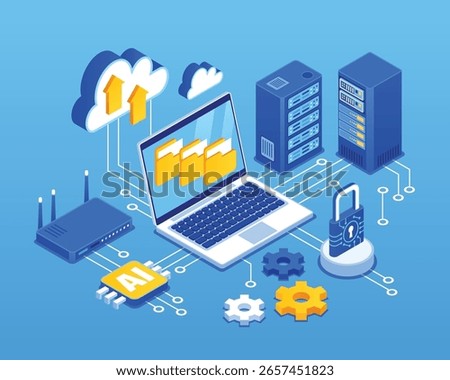 Data Network Isometric Original Illustration