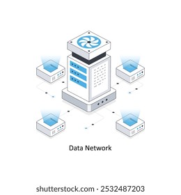 Isometrische Stockgrafik des Datennetzwerks. EPS-Datei Stockgrafik