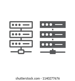 Data network line and glyph icon, data and analytics, system sign, vector graphics, a linear pattern on a white background, eps 10.