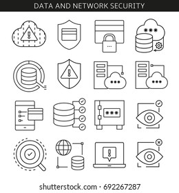 data and network security icons in line style
