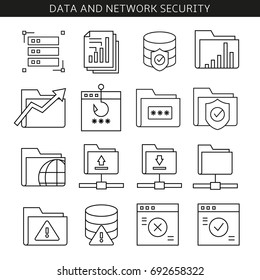 data and network security icons in line style