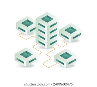 Data Network Server Technology isometric illustration