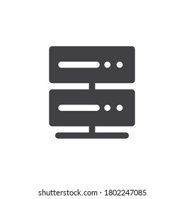 Data network server vector icon. filled flat sign for mobile concept and web design. Server rack, computer hardware glyph icon. Symbol, logo illustration. Vector graphics