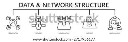 data and network structure web banner icon vector illustration with segmentation, network, data collection, placement, communication