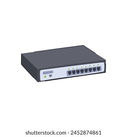 data network switch cartoon. connectivity management, configuration performance, security poe data network switch sign. isolated symbol vector illustration