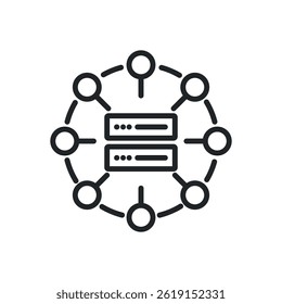 Data network thin line icons. Perfect pixel on transparent background