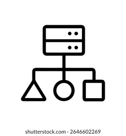Data network topology with diverse connections. Icon Symbol Illustration