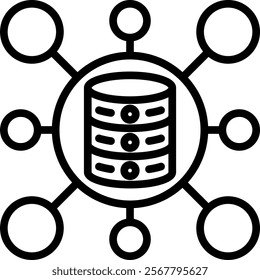 Data Network Vector Lineal Icon On White Background.