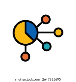 Data network visualization circular chart hub. Icon symbol illustration