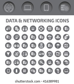 Data and networking icon set, clean vector