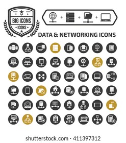 Data and networking icon set,vector