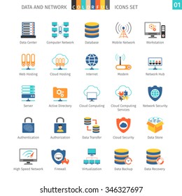 Data And Networks Colorful Icon Set 01