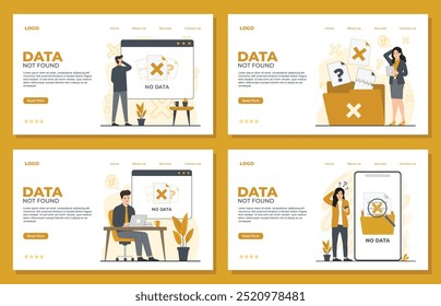 Data Not Found landing page template of no data. Modern flat style illustration for website