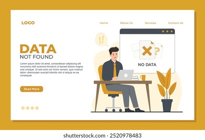 Data Not Found landing page template of no data. Modern flat style illustration for website