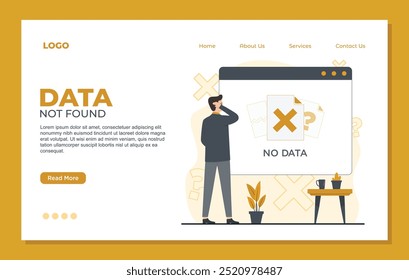 Data Not Found landing page template of no data. Modern flat style illustration for website