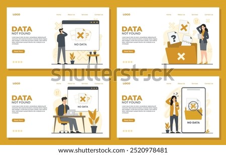 Data Not Found landing page template of no data. Modern flat style illustration for website