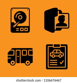 data, office, laptop and view icons set. Vector illustration for web and design