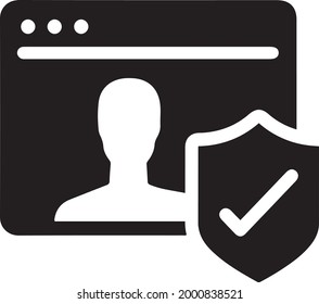 Datos, en línea, política, privacidad, protección, seguridad, vector de icono del sitio web