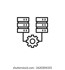 Data Optimization Network Connection Icon with Servers and Gear Wheel