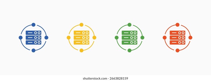 Conjunto de iconos de Organización de datos Color Colección de estilo múltiple